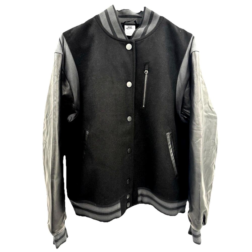 Nike Women's Sportswear Classic Destroyer Jacket Black Bomber Large MSRP $500